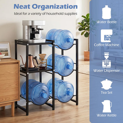 3-Tier 18.9 L Water Jug Holder with Shelves for Home Kitchen Office