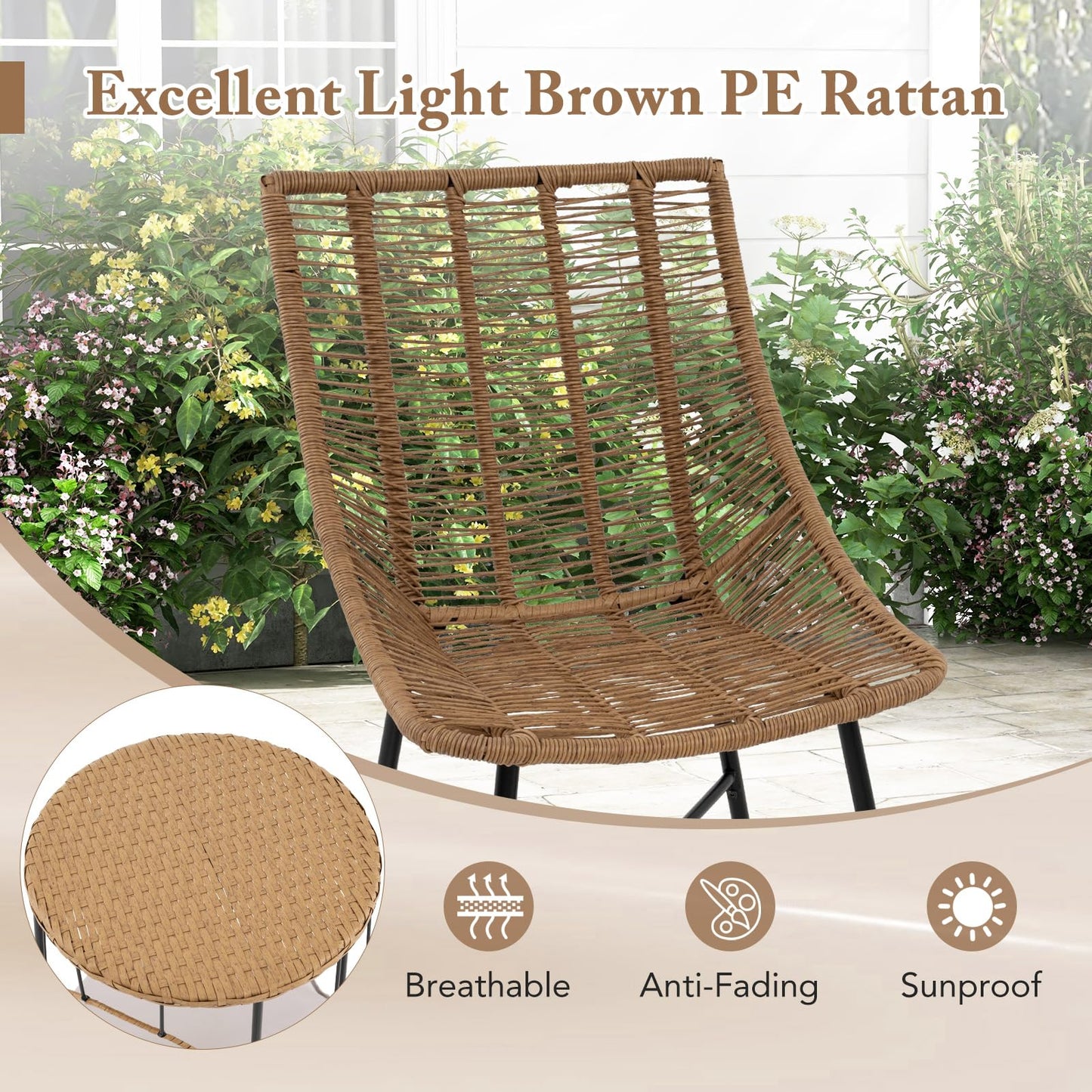 Outdoor Wicker Conversation Table Chair Sets for Garden Balcony Poolside