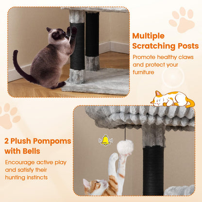 Cat Tree, 156cm Tall Multi-Layer Cats Tower with 2 Perch Beds