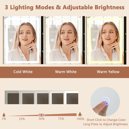 Vanity Desk with Mirror and Lights Dressing Table with Charging Station