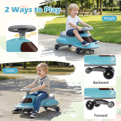 Ride on Wiggle Car, Sit On Swivel Scooter with Light up Wheels, Under-seat Storage