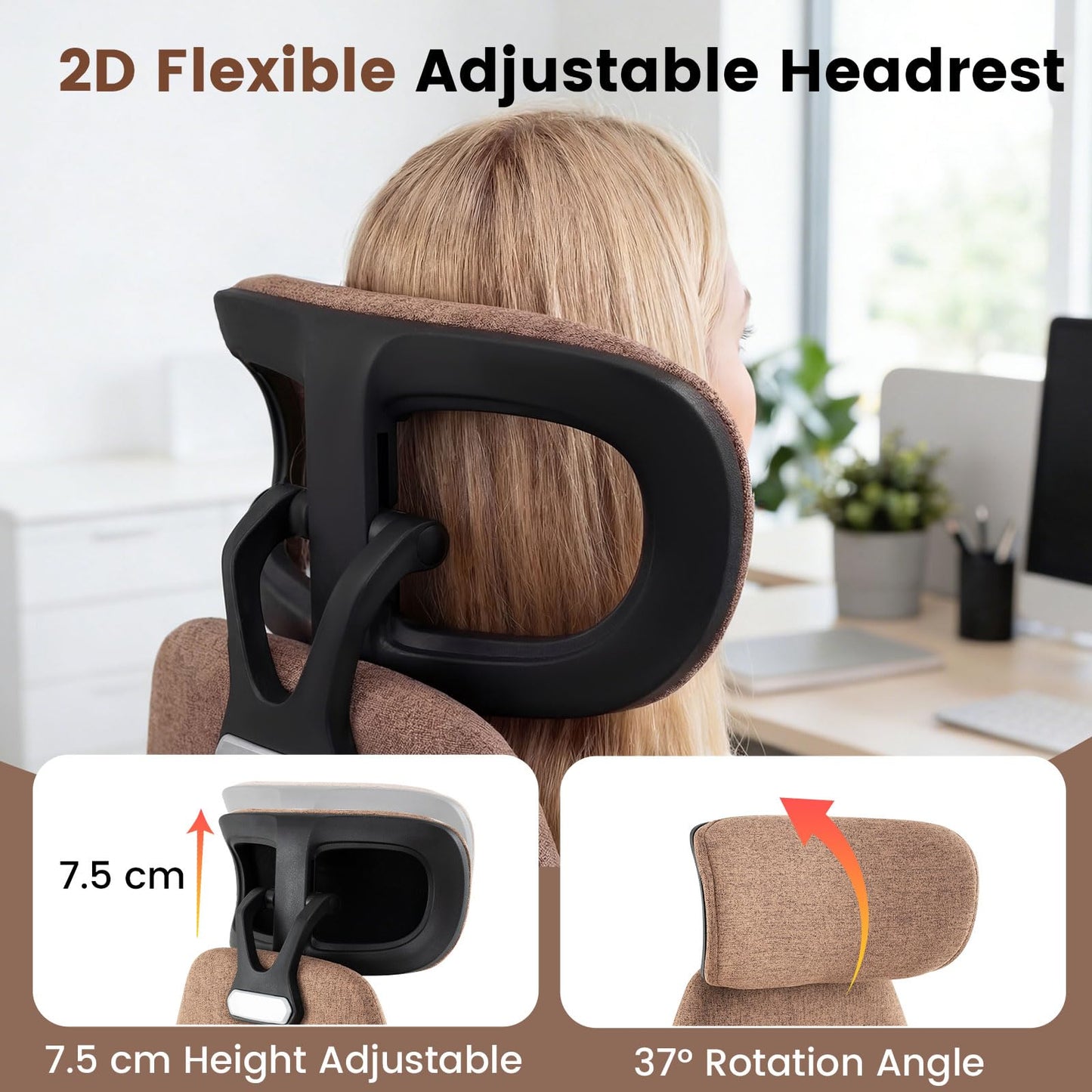 Ergonomic Office Chair, High Back Computer Desk Chair with 2D Headrest