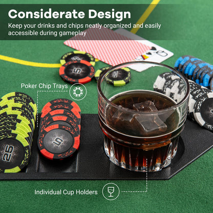 8-Player Foldable Poker Table Top with Carry Bag for Family Game Casin