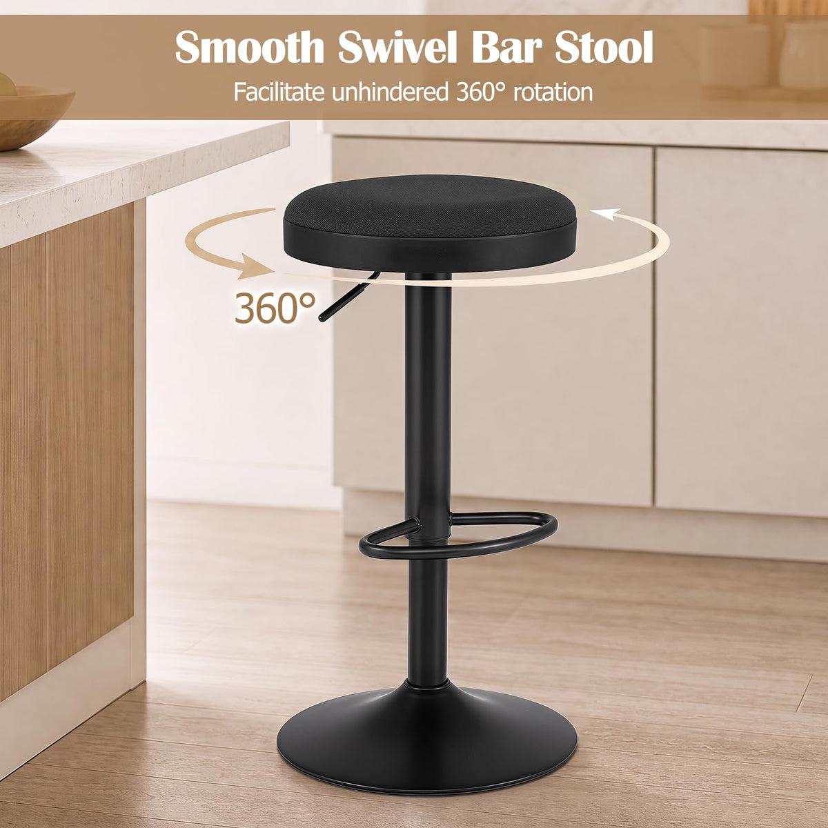 Bar Stools Set of 1 with Fabric Padded Seat & Adjustable Height