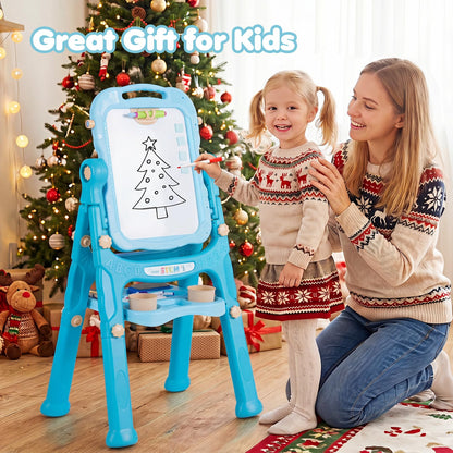 4-In-1 Double Side Easel for Toddler with Magnetic Chalkboard