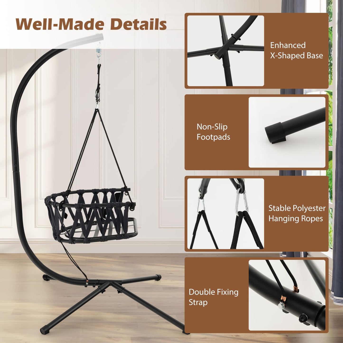Hammock Swing Chair with Stand and Cushion