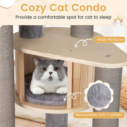 Cat Tree, Tall Multi-Layer Cats Tower with Comfy Padded Top Perch