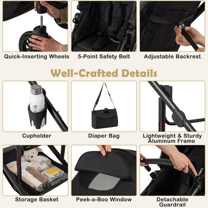 3-in-1 Newborn Stroller Folding Convertible High Landscape Toddler Stroller