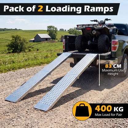 Folding Loading Ramps and 400 KG Capacity 2-Pack Multi-Use Ramps with Handles for Pickup Truck and Trailer