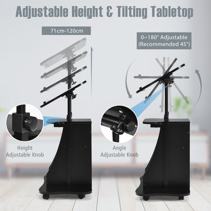 Laptop Cart Height Adjustable with Wheels