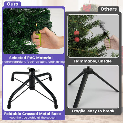 93 CM Pre-Lit Artificial Christmas Tree Xmas Tree with Multicolored Optical Fibers