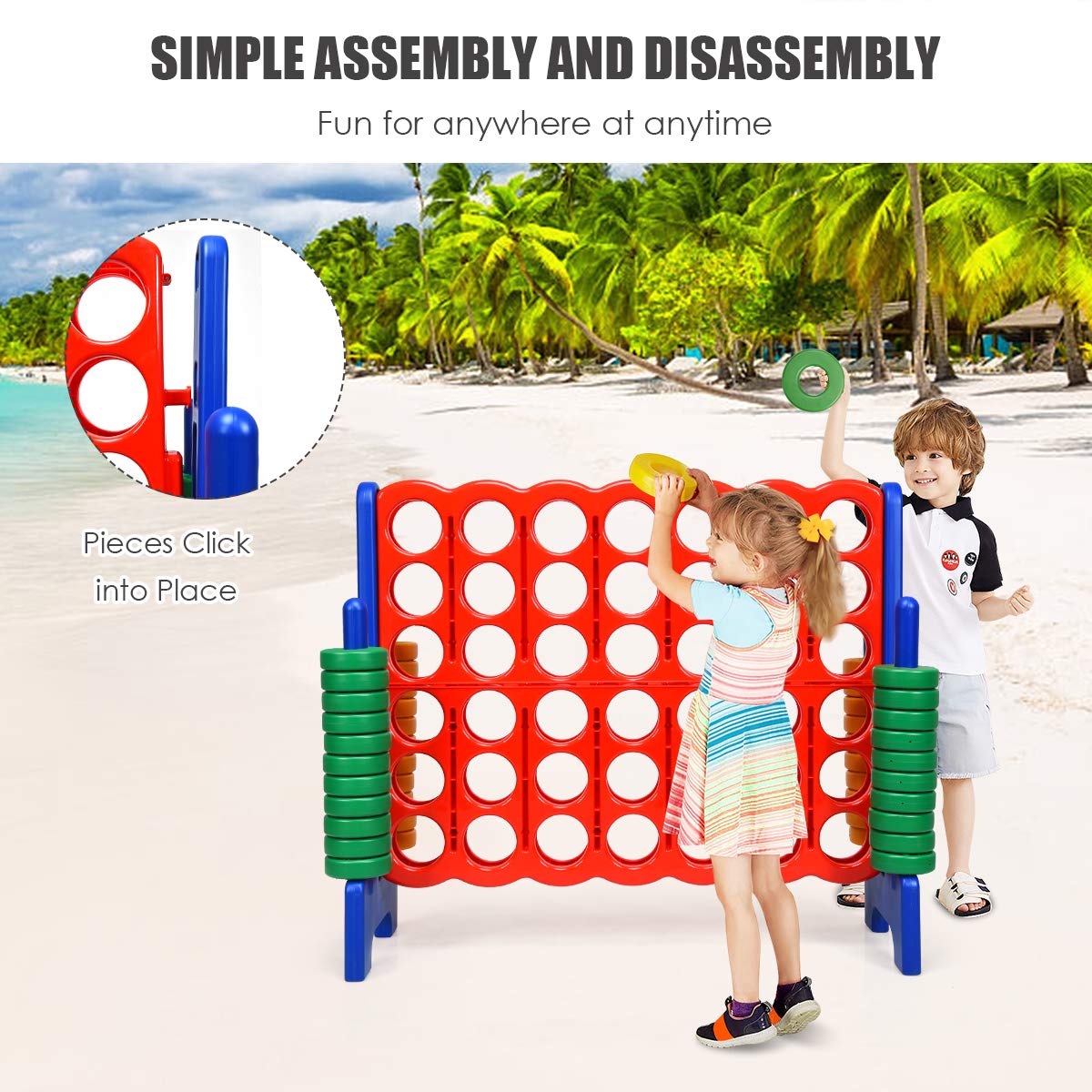 Giant Connect 4 with 42 Jumbo Rings & Quick-Release Slider
