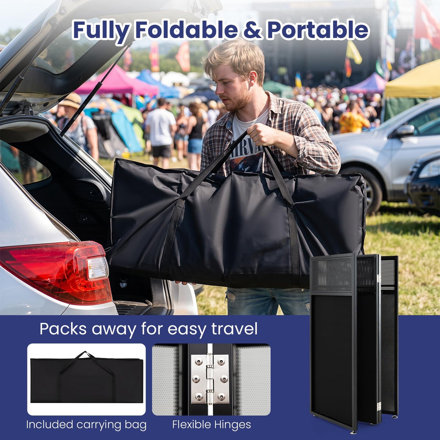 Portable DJ Booth with Black/White Scrims, Mesh Table & Carry Bag