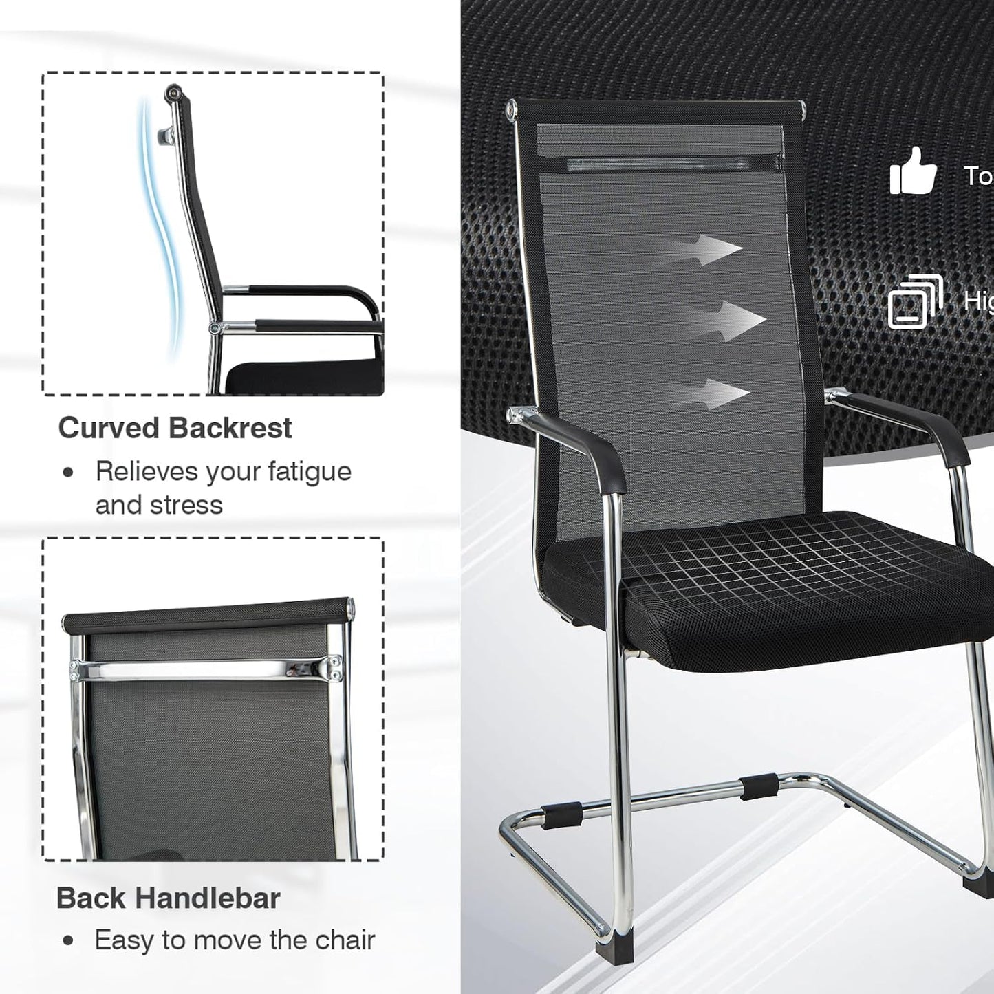 Meeting Office Chairs Set of 2/4, Mesh Reception Desk Chairs
