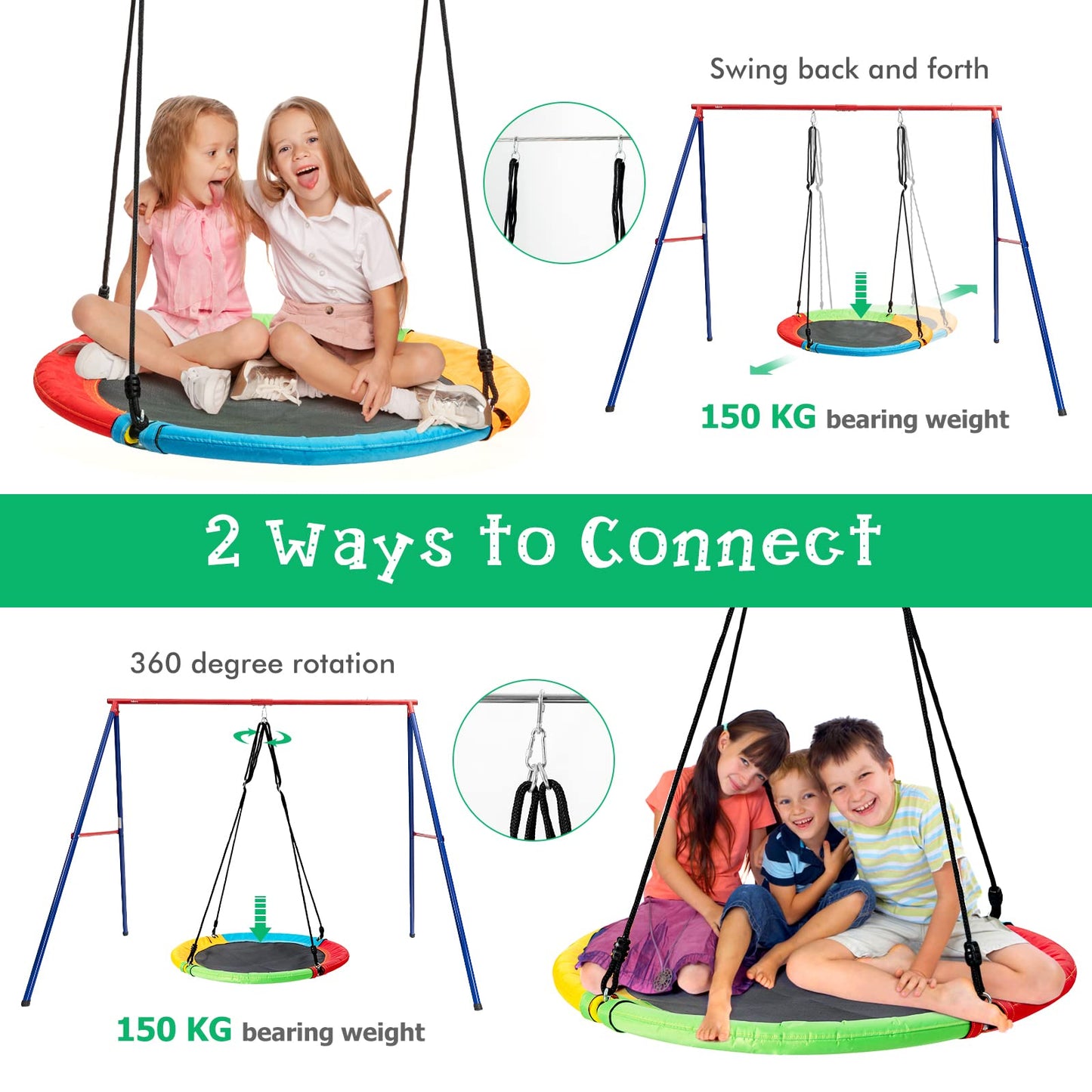 Belt and Nest Swing Seat with Adjustable Hanging Ropes