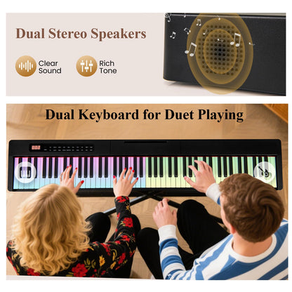 88 Keys Velocity-Sensitive Piano Keyboard with Music Stand and Carry Bag