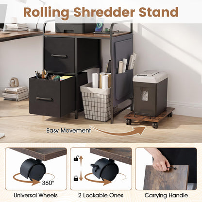 Metal File Cabinet, Printer Stand with Rolling Shredder Stand