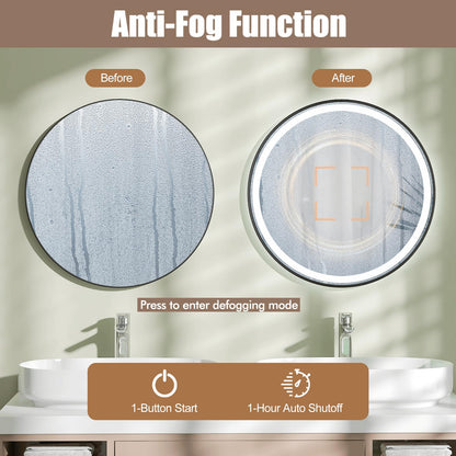 Lighted Bathroom Mirror with 3 Color LED Light Memory Function