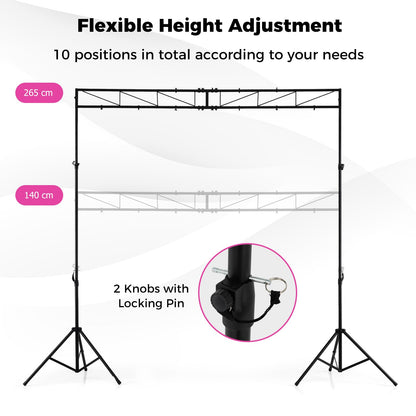 Lighting Truss System, 11-Level Height Adjustable Lighting Stand with 2 Folding Tripods