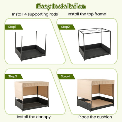 Elevated Wicker Dog House for Small to Medium Breeds