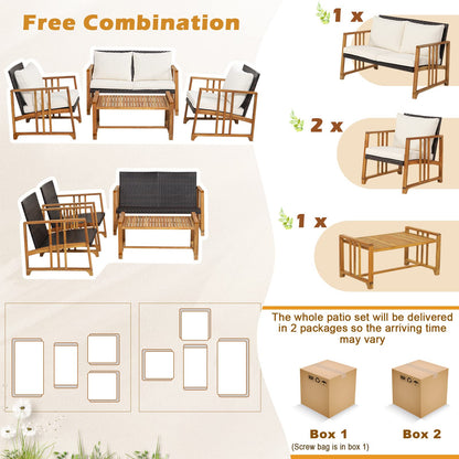4 PCS Garden Furniture Set for Balcony Yard