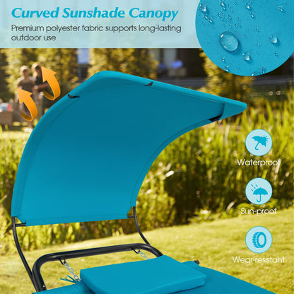 Outdoor Hammock with Stand Cushion and Canopy for Garden Lawn