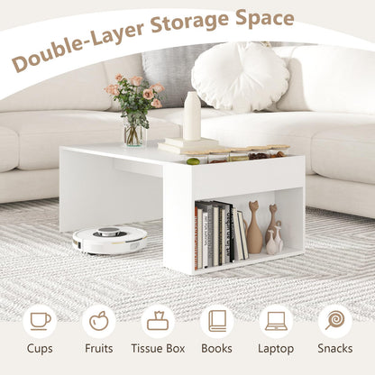 Coffee Table 85cm Coffee Table with Double Layer Storage Space