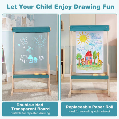 Kids Art Easel, Fir Wood Frame Children’s Double-Sided Easel