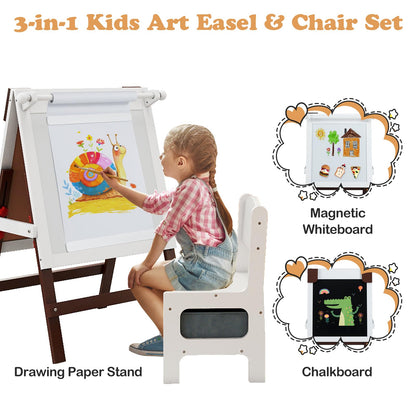 Height-adjustable Painting Easel with Chalkboard and Paper Holder