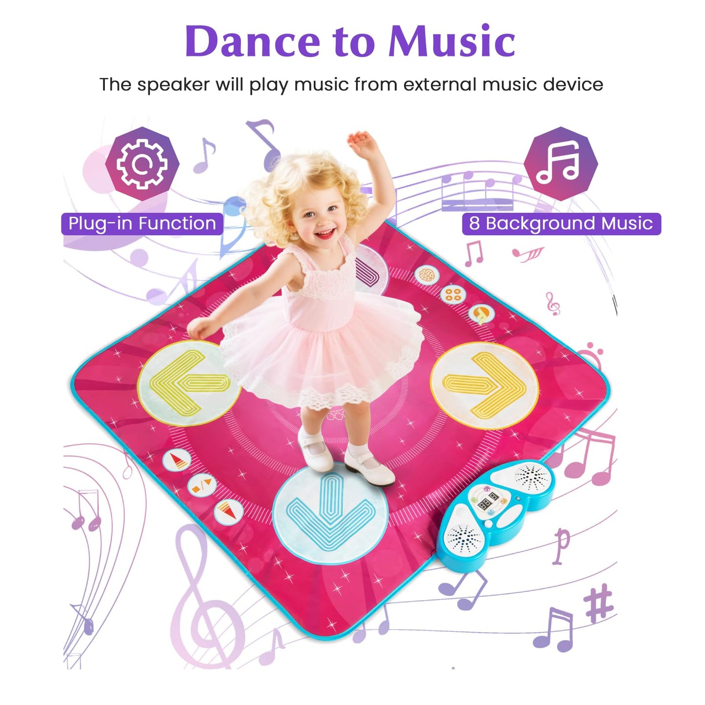 Fun Dance Mat with 8 Background Music and Adjustable Volume for Kids