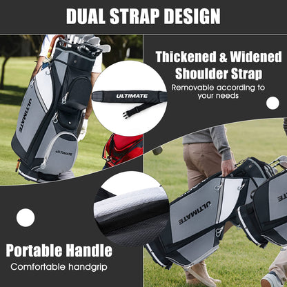 14-Way Lightweight Portable Golf Cart Bag with Cooler Bag