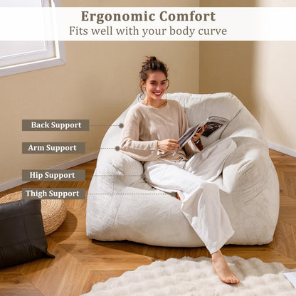 Bean Bag Chair with Velvet Cover and Non-slip Bottom for Bedroom