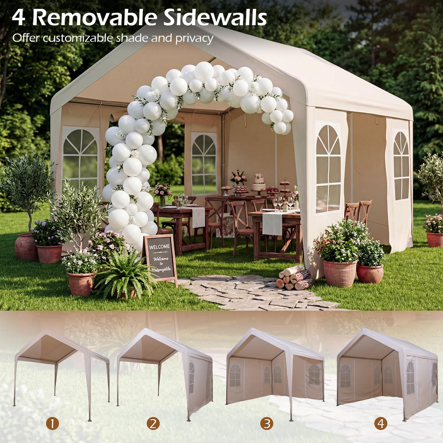 3 x 3 m Heavy Duty Garden Gazebo, Large Marquee Party Tent