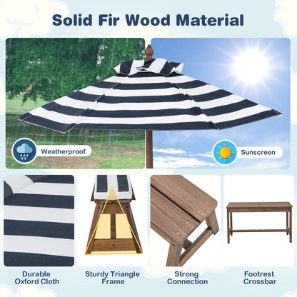 Wood Kids Picnic Table and Bench Set with Cushions