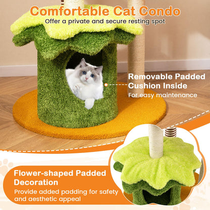 Cat Tree, 117cm Hamburger-Theme Cats Tower, Indoor Multi-Level Kitten Climbing Stand Activity Center