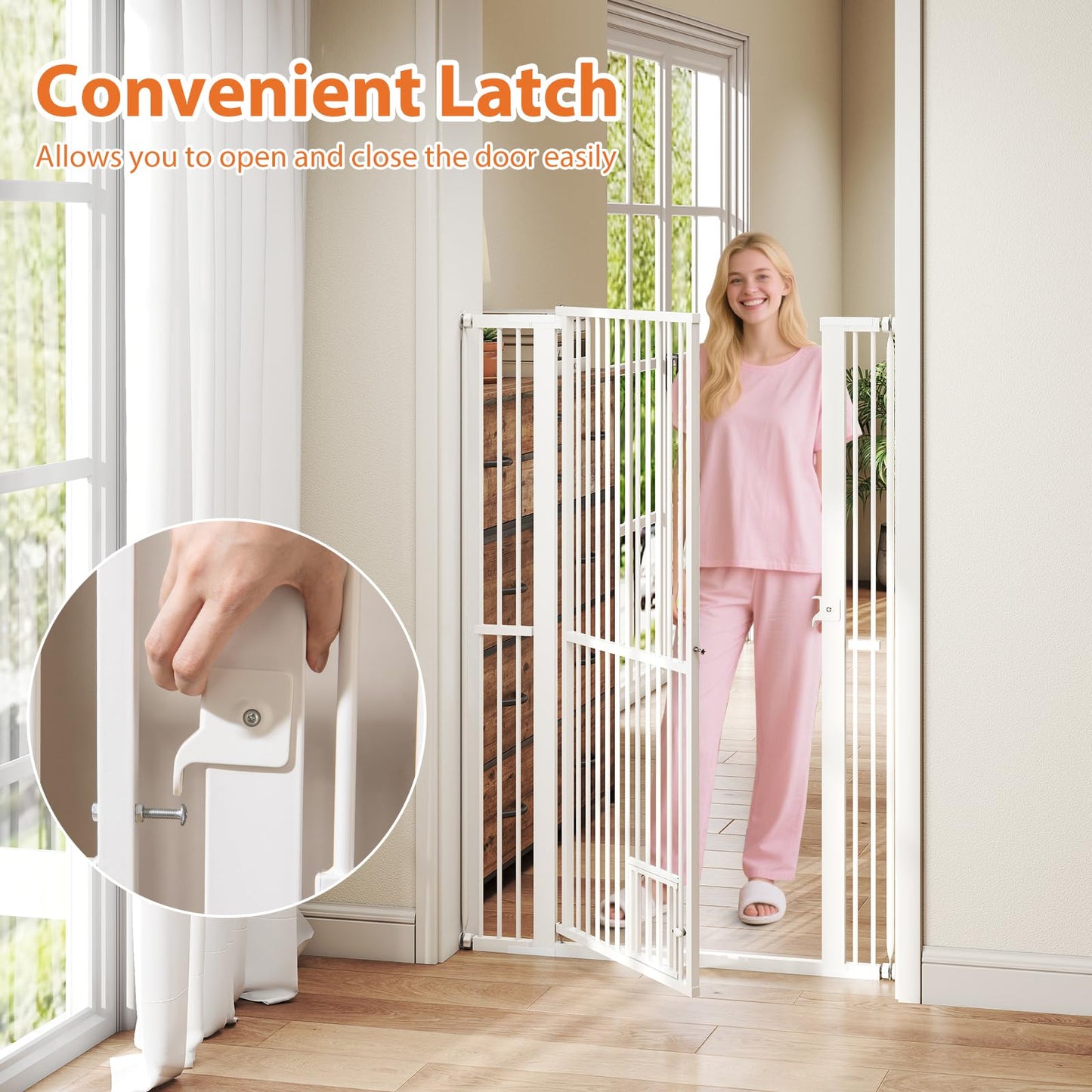150cm Metal Pet Gates with 2 Extension Kits Lockable Small Door