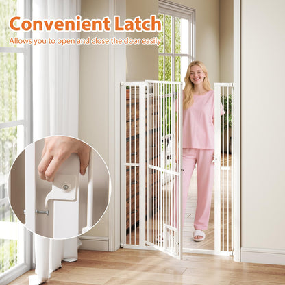 150cm Metal Pet Gates with 2 Extension Kits Lockable Small Door