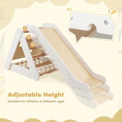 4 in 1 Wooden Triangle Climbing Set with Ramp Sliding Board