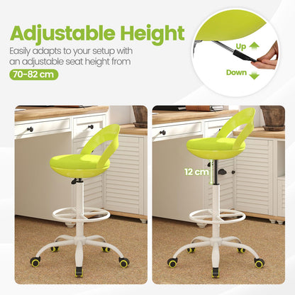 Drafting Stool Rolling Tall Desk Chair with Wheels