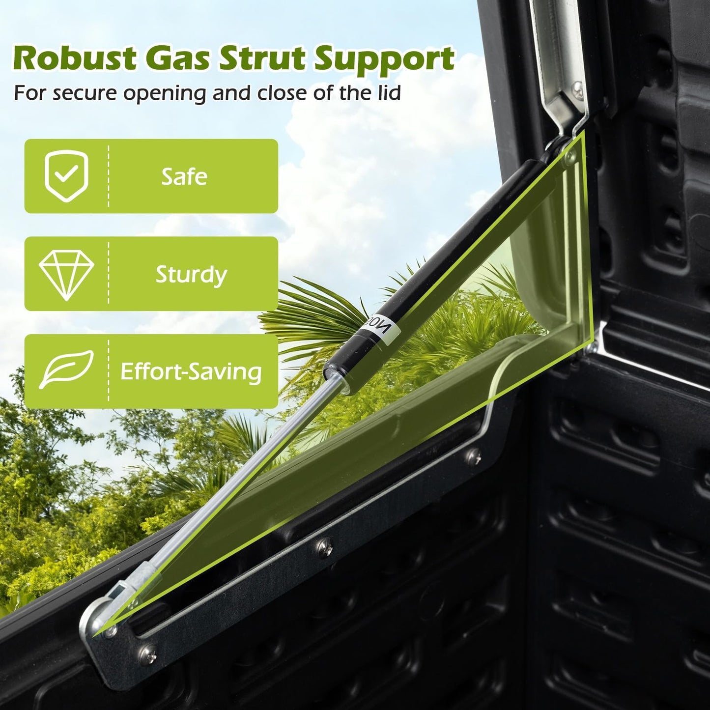 Garden Storage Box, Waterproof Resin Deck Box Bench with Lockable Lid