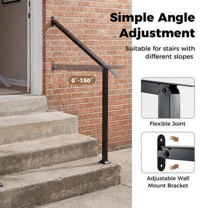3 Step Heavy-Duty Adjustable Galvanized Steel Railing with Installation Kit for Concrete