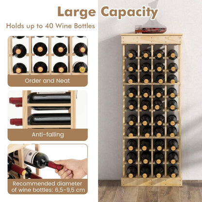 40-Bottle Freestanding Wine Rack Storage Shelf with Tabletop