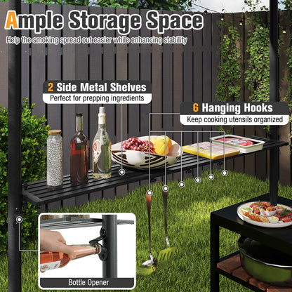 Fire Resistant Waterproof Outdoor BBQ Shelter with 2 Side Shelves