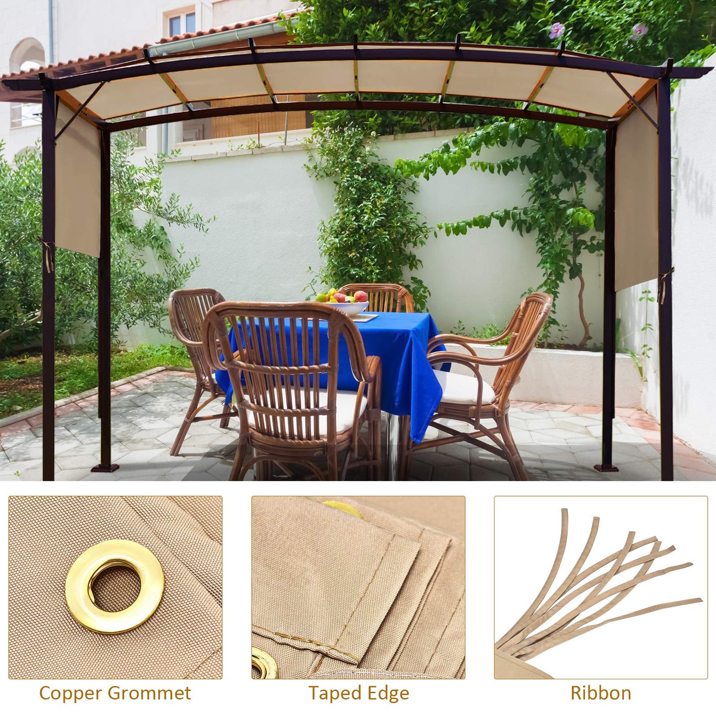5.2m x 2m UV Resistant Sunshade Net with Taped Edge and Copper Grommets