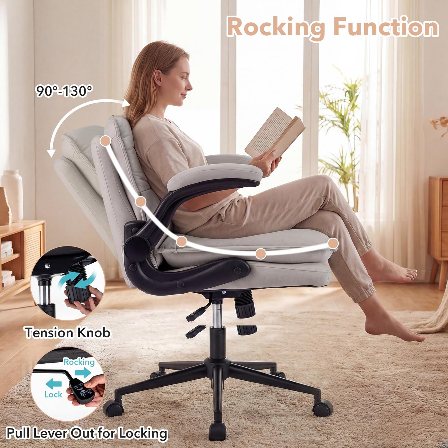 Criss Cross Office Chair on Wheels, Wide Seat Desk Chair