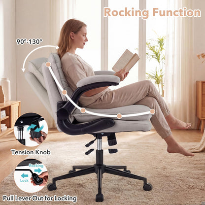 Criss Cross Office Chair on Wheels, Wide Seat Desk Chair