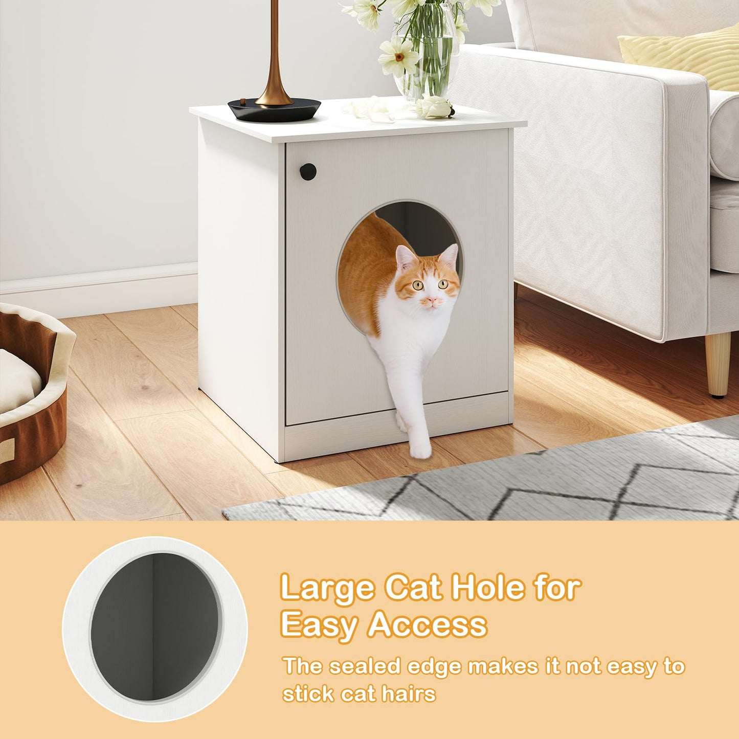 Wooden Kitty Hidden Washroom Litter Cabinet with Ventilated Hole