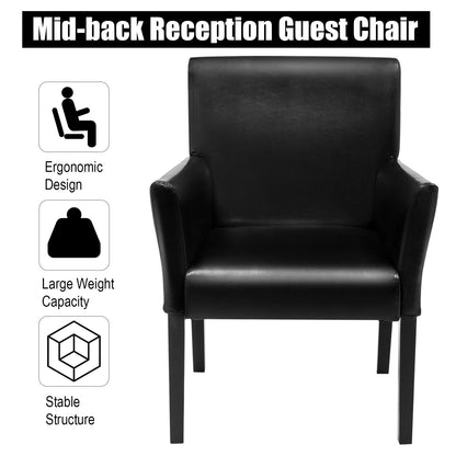 Guest Chair with Wood Frame, Wide Backrest and Ergonomic Armrests