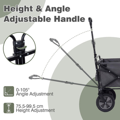 Collapsible Wagon Cart with Flexible Handle and Cup Holders