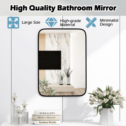 Rectangle Bathroom Mirror with Shatter-Proof Film and Expansion Screws